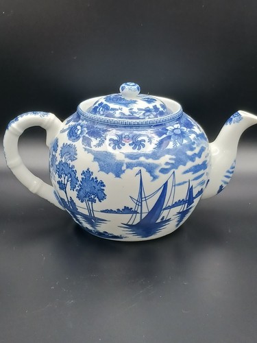 Vintage Nippon Tea Pot . Blue & White Windmill Sailboat. Japan. Ornate - Picture 3 of 8