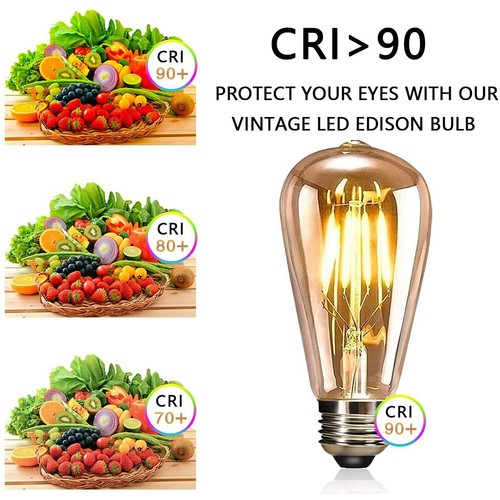 6Pcs LED ST64 Vintage Filament Light Globe Edison Bulb E27 4W 2700K Warm White - Picture 9 of 16