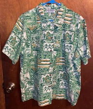 HPM BUILDING SUPPLY UNIFORM WOMEN 2XL HAWAII ALOHA SHIRT HAWAIIAN COAT OF ARMS