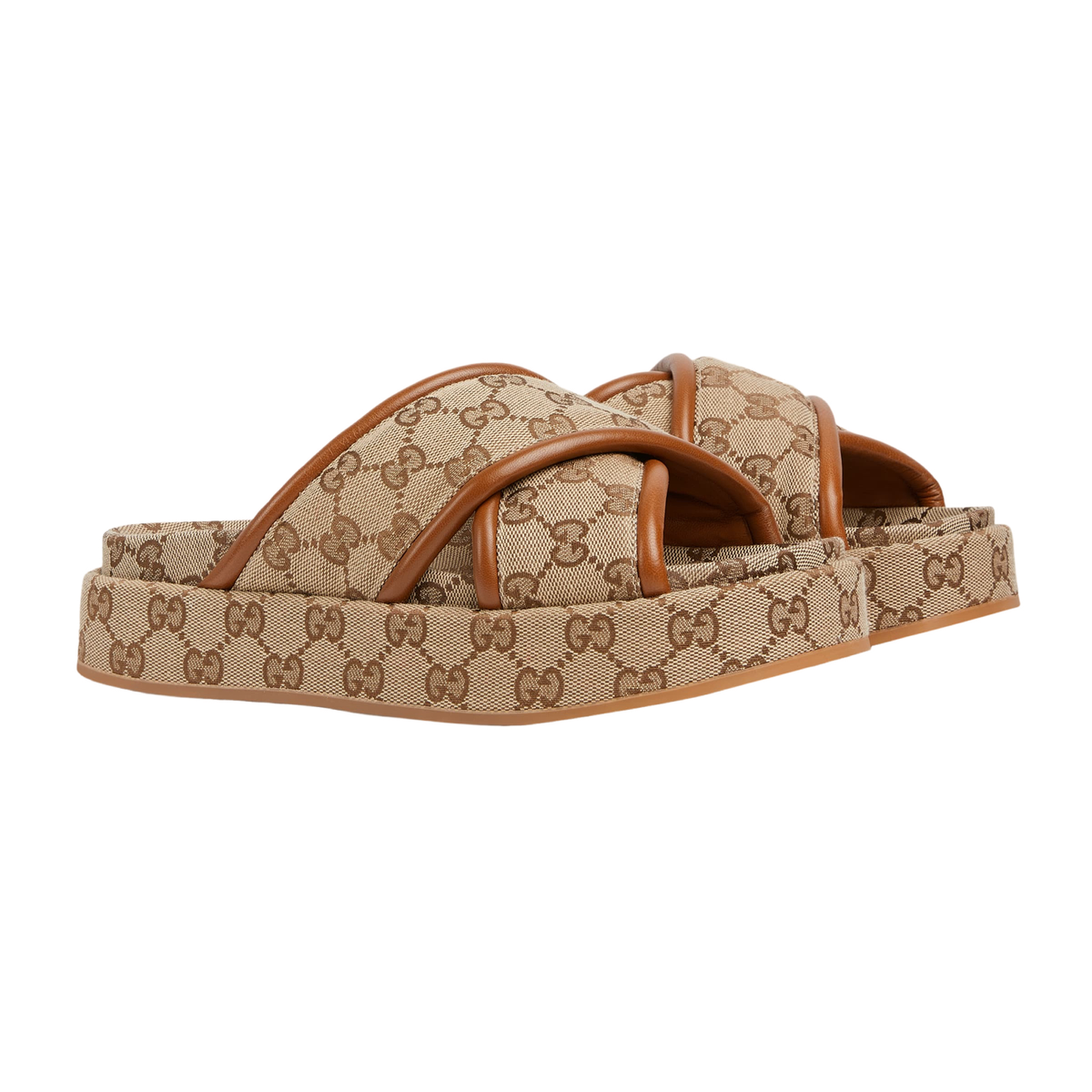 GUCCI ベージュ ロゴ入りミュール ヒール約8cm GUCCI - グッチ GUCCI サンダル ミュール ヒール ロゴ柄 ラバー