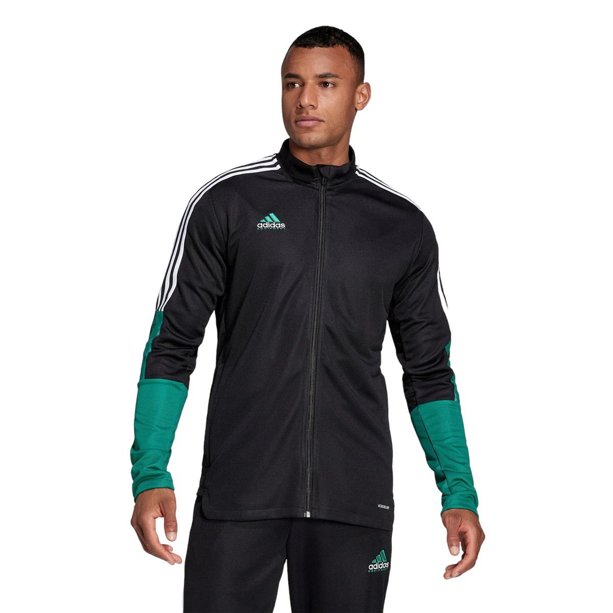 adidas MENS EQUIPMENT TIRO TRACK TOP JACKET BLACK GREEN EQT FOOTBALL TRAINING OG