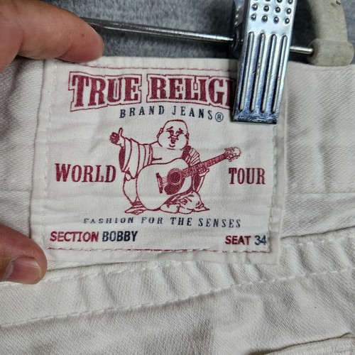 True Religion White Bobby Straight Leg Y2K Men's Jeans Size 34 Made in USA - Picture 11 of 14