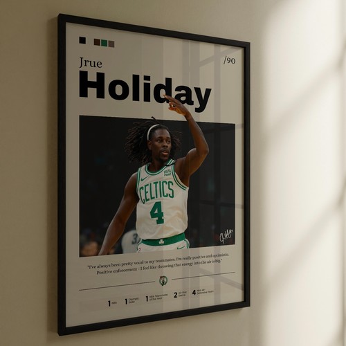 Jrue Holiday poster, Boston Celtics art, Basketball print, Holiday Celtics Print - Picture 3 of 10