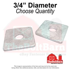 3/4" x 3" Steel Square Plate Washers Galvanized (Pick Quantity)