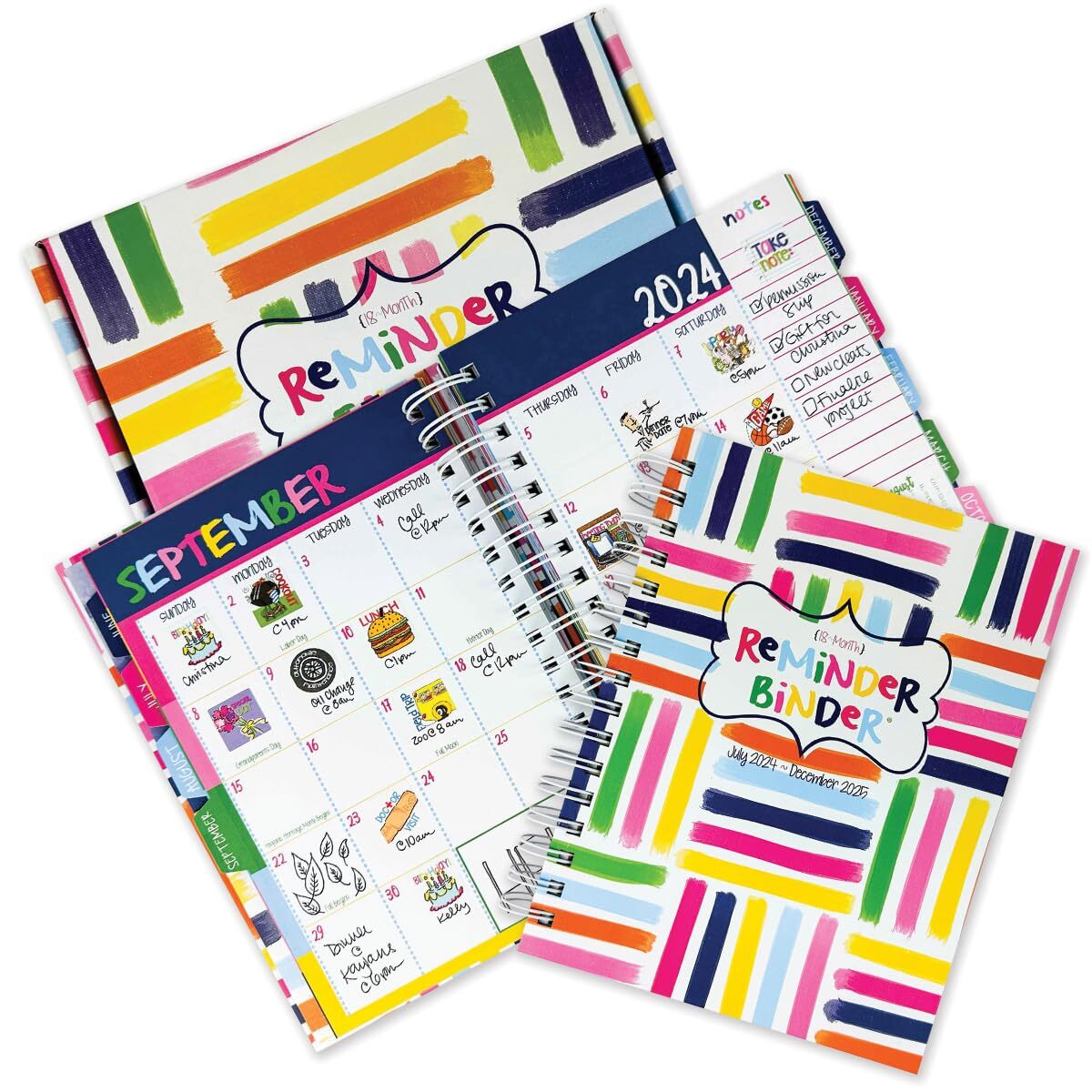 Reminder Binder 2024-2025 18-Month Planner + 361 Planner Stickers Weekly & Mo...