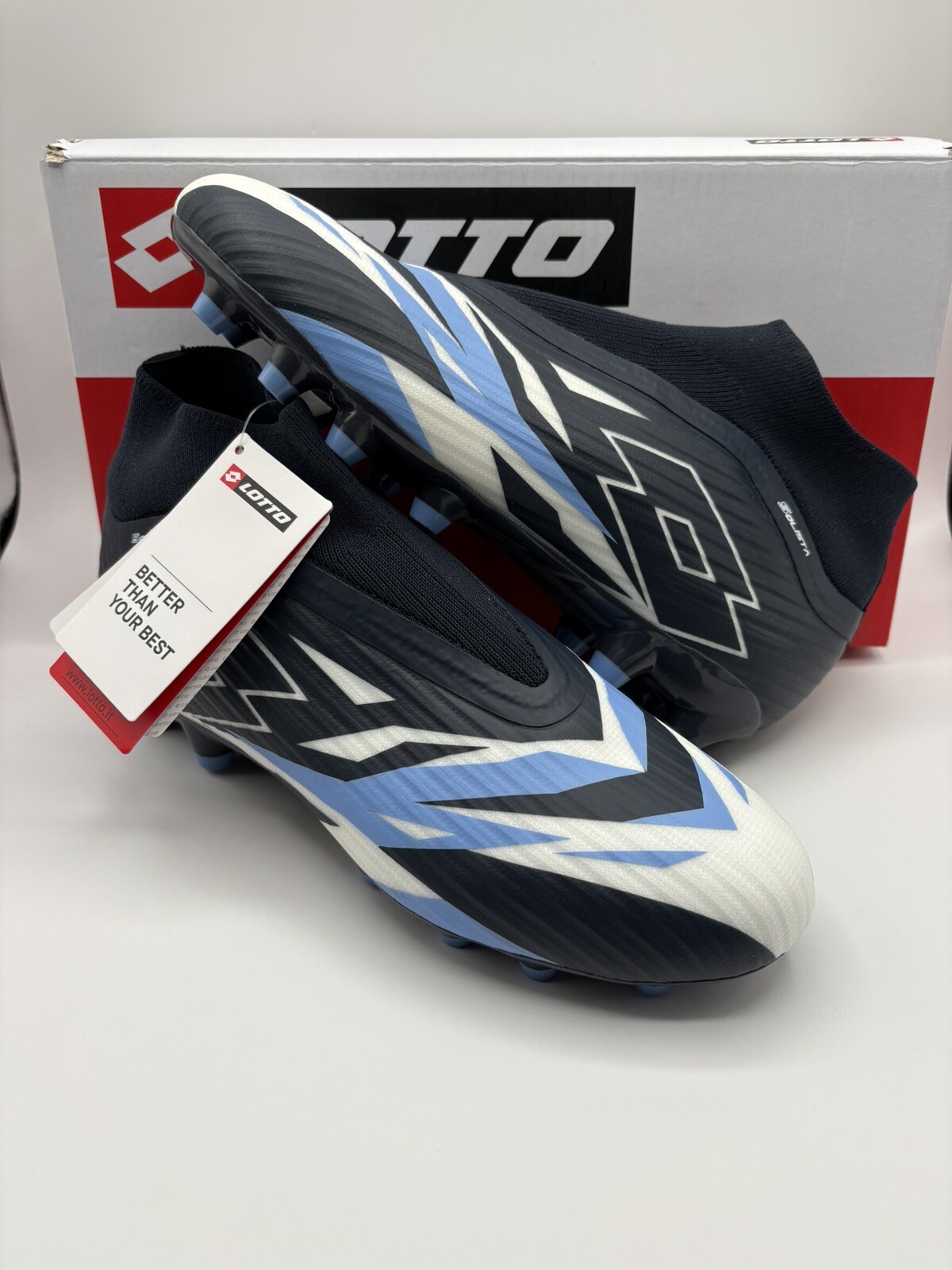 MSRP $120 Lotto Solista 300 VI Gravity FG tacchetti calcio neri da uomo taglia 10