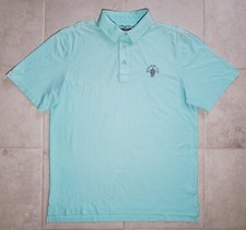Straight Down Men's Medium Teal Golf Polo Shirt Stocker Cup Logo Stretch