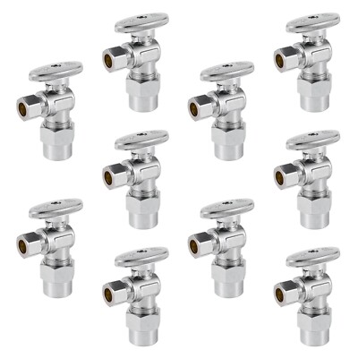 EFIELD 10PCS  1/2''  CPVC X 3/8'' OD 1/4TURN COMPRESSION ANGLE STOP VALVE