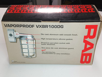 RAB Vaporproof Cast Aluminum Wall Light Fixture With Glass Globe VXBR100DG NOS