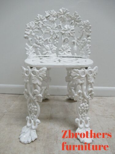 Antique Victorian Cast Iron Pierce Carved Garden Seat Bench Chair Grapes Vines B