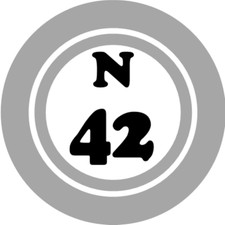 N 42 N42 Bingo Ball - 3 Inch Circle Sticker 3" x 3" - Hobby Number Board Lucky