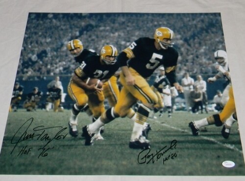 PAUL HORNUNG & JIM TAYLOR AUTOGRAPHED SIGNED GREEN BAY PACKERS 16x20 PHOTO JSA 