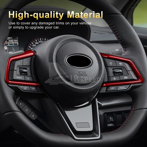 Steering Wheel Button Frame Red REAL HARD Carbon Fiber For Subaru WRX