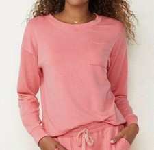 LC LAUREN CONRAD Women's Sz Small Pink One Pocket Sweatshirt Elastic Hem