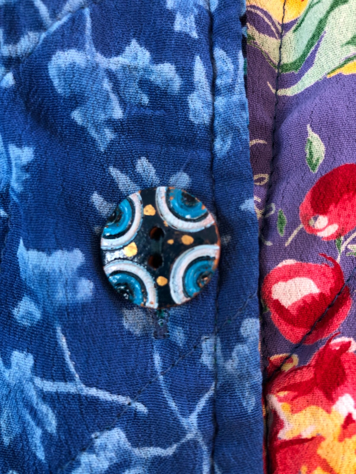 vtg Casual Studio Patchwork Button Jacket Sz S Ha… - image 2