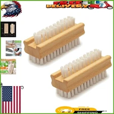 Durable Wooden Fingernail Brush with Variable Length Bristles - 2 Pack