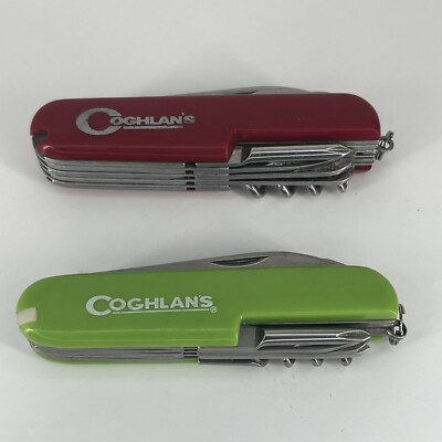 Lot of 2 Coghlan's Camper's Pocket Multi Tool / Knife - Red & Green - SAVE BIG!