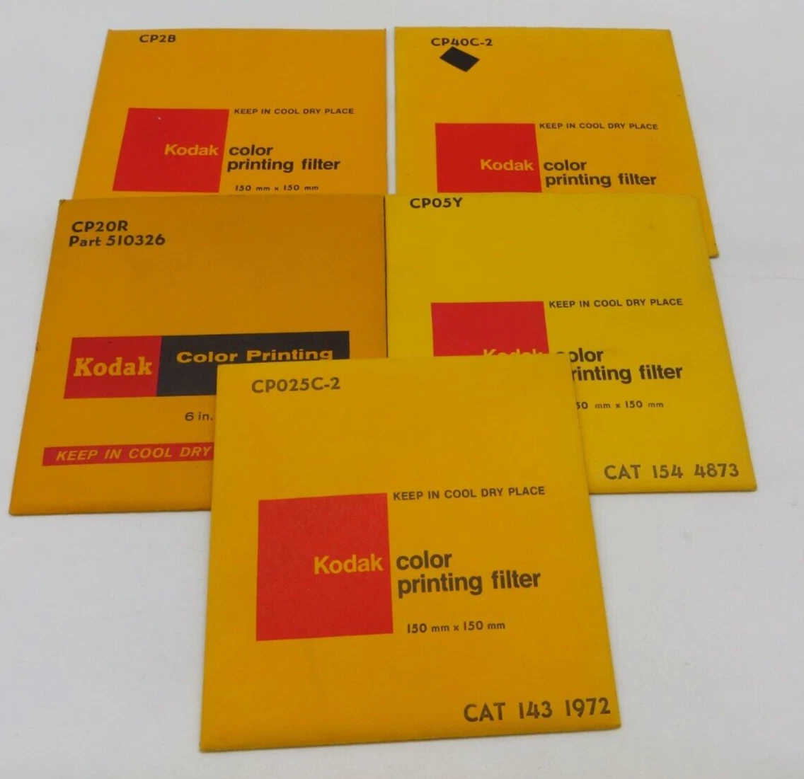 Kodak Camera Filters lot of 5 Color Printing 150mm CP025C-2 CP05Y CP40C-2 CP20R