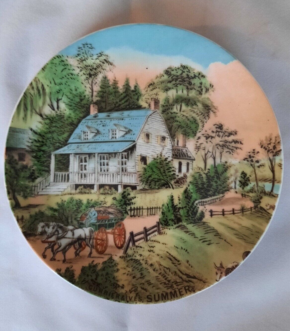 Vintage Japan Currier and Ives Four Seasons, Set of 4 Decorative Plates