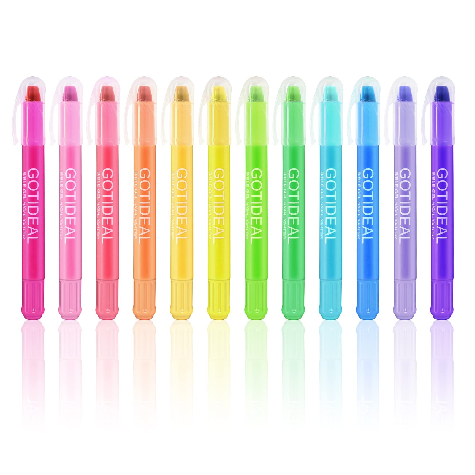 Bible Highlighters 12 Pack Assorted Colors Gel Highlighters Pens Set Wax Bibl...-image