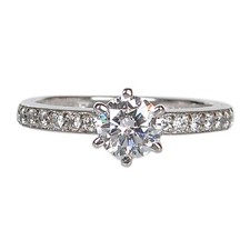 Solid 14KT White Gold 1.75 Carat D/VVS1 Round Shape Solitaire With Accents Ring
