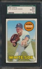 1969 Topps Wilbur Wood #123 Chicago White Sox SGC 8.5