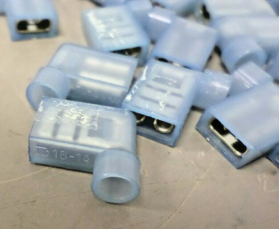 50) 16-14 BLUE NYLON QUICK DISCONNECT MALE .250 1/4 CONNECTOR MADE IN USA