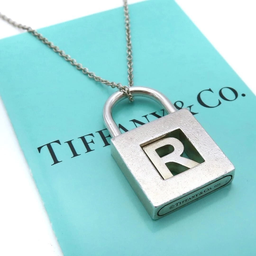 Tiffany Co. Sterling Silver 925 Letter R Alphabet Initial Padlock lock Charm