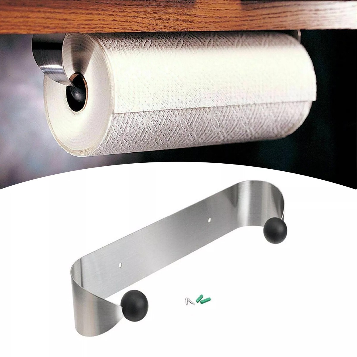 Paper Towel Holder Under Cabinet Wall Mount Stainless Steel Rack