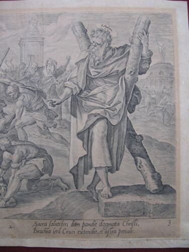 H Goltzius: Martyrium Hl. Andreas 1590/Martyrdom St Andrew Print Kupferstich Vos - Bild 3 von 4