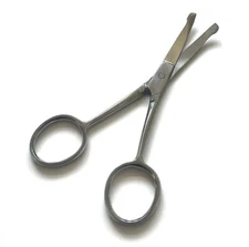 4.5" Curved Mustache Nose Ear Beard Hair Remover Scissors Trimmer Safety Tips