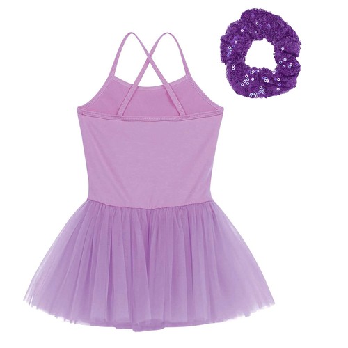 Kids Girls Leotard Dress Up Dance Cross Back Modern Tutu Fancy With Hair Tie - Picture 42 of 63