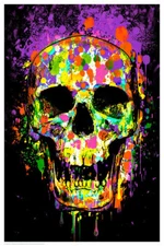Splatter Skull Non-Flocked Blacklight Poster 24" X 36"