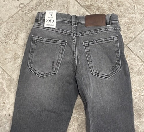 Zara Destroyed Straight Fit Jeans Black NWT Size 6 - Picture 7 of 10