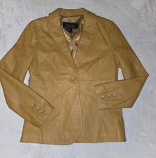 Jerry Lewis Golden Brown 100% Leather Retro Blazer Sm