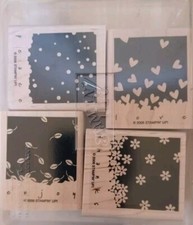 Stampin' Up GENTLY FALLING Wood-Mounted Rubber Stamps Set of 4 Stamps