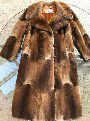 Brown Muskrat Fur Coat, Muskrat Fur Coat Vintage