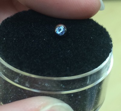 Industrial Strength Gem Balls Internal 16 Gauge Stainless Swarovski Light Blue