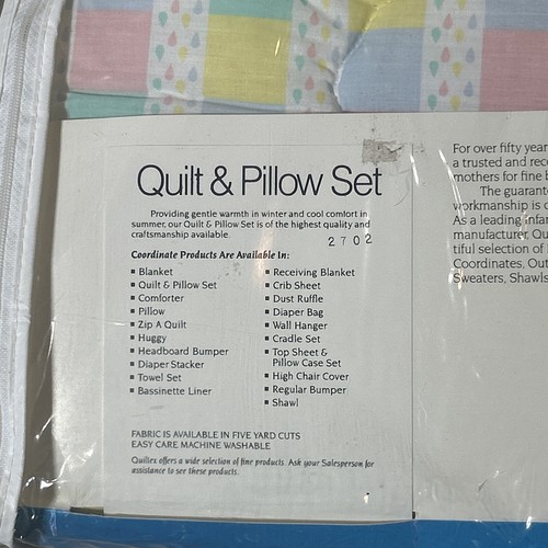 Vtg Quiltex Baby Elephant Blanket & Comforter/pillow Set NEW - Picture 5 of 12