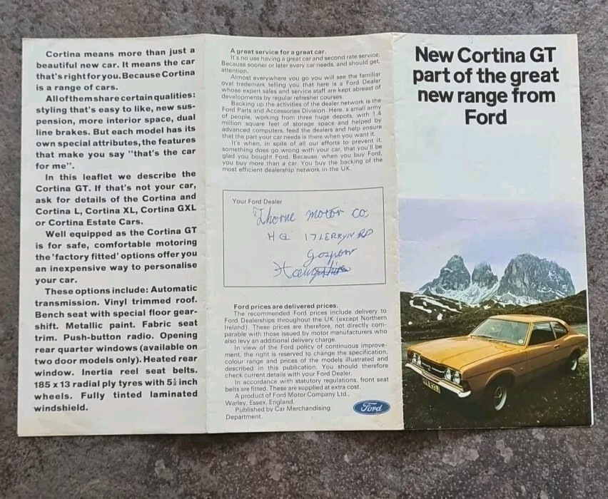 FORD CORTINA MK3 GT SALES BROCHURE Information Poster Small. eBay