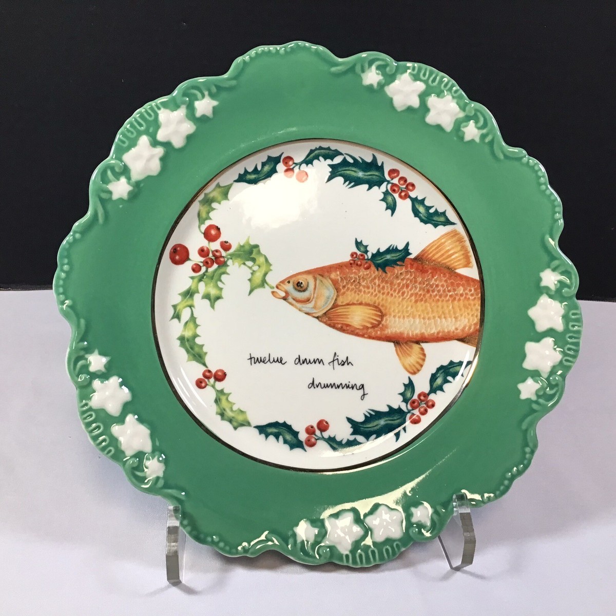 Anthropologie Lou Rota Plate 12 Days of Christmas Twelve Drummers