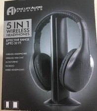 WIRELESS HEADPHONE TV 5 IN 1 FINE LIFE AUDIO FM RADIO WIRED