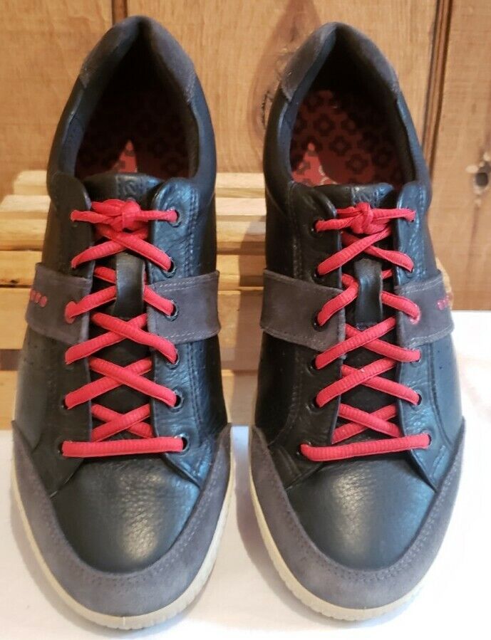 ECCO Street Retro Spikeless Golf Shoes Black/Red #81816 Men Sz 8.5 