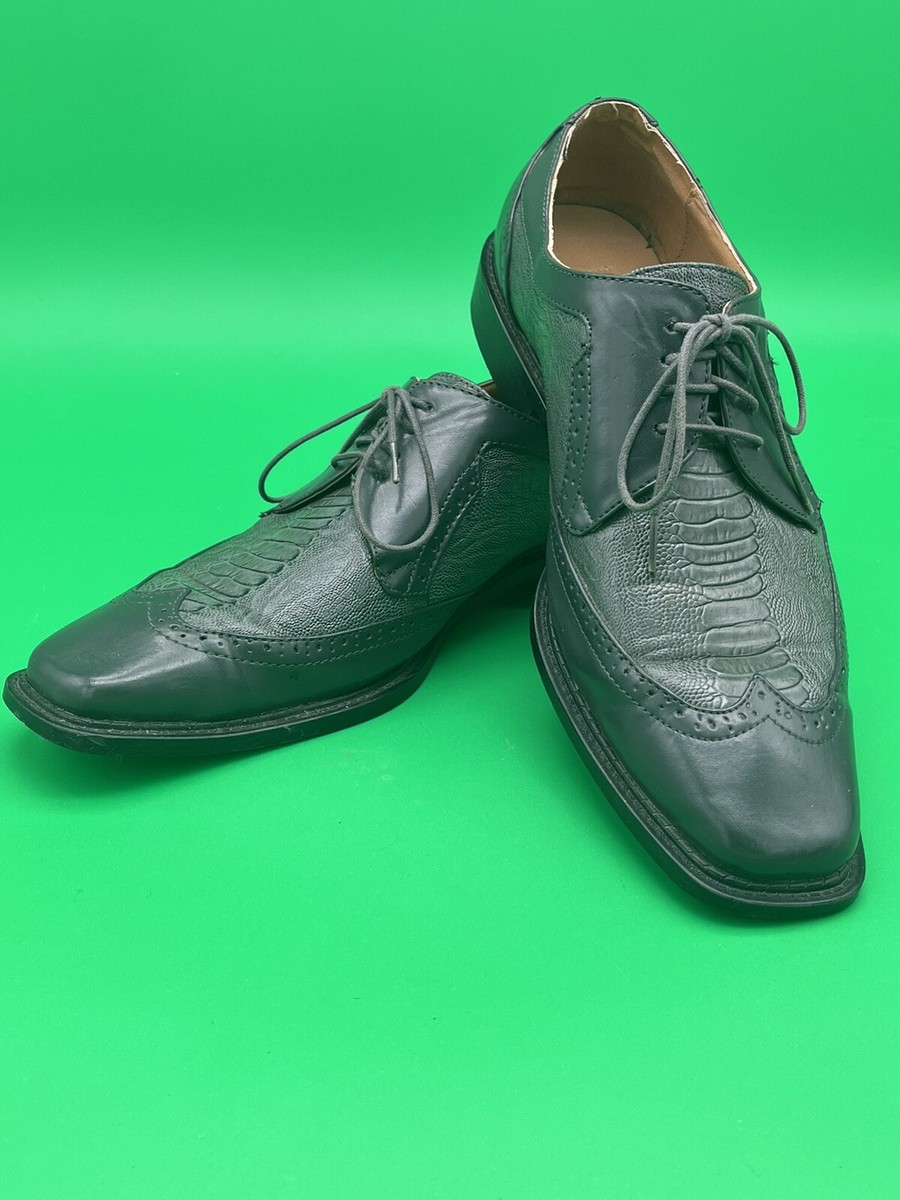 Lucio Ricci 10 M Gray Lizard Print Faux Leather Oxford Shoes Square Toe 053352 Lucio Ricci Gray Alligator Print Oxford Men main image 4