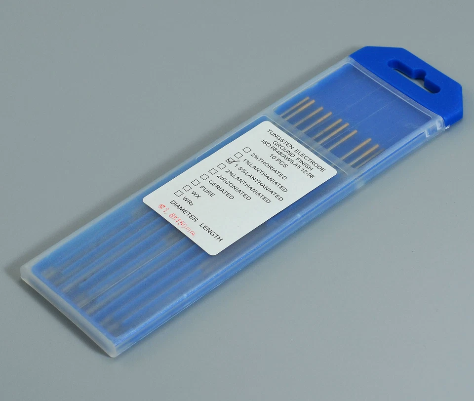 Electrodo de tungsteno de soldadura TIG oro lantano WL15 1,5 % 1/16x6" (1,6 x 150 mm) 10 piezas Foto 3 de 4