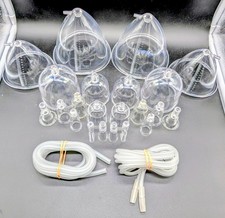 Cupping Cups Plastic Vacuum Therapy Massage Enhancement W/Hoses - New