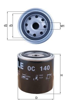 KNECHT Ölfilter OC 140 Anschraubfilter 91,0mm 3/4''-16UNF-2B für NISSAN 280ZX ZXT