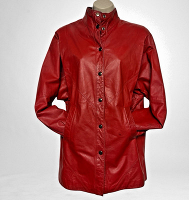 Vintage Braefair Red Leather Jacket Women s 5/6 Made in Korea 80s Retro