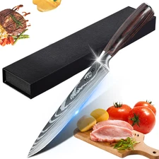 8 inch Slicing Knife Stainless Steel Kitchen Chef Cooking Meat Cleaver Damascus