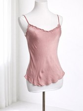 Wilfred Vegan Silk Cami XS Blush Satin Lace Trim Aritzia